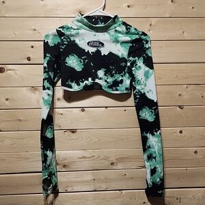 No Fear X H&M Green Long Sleeve Crop Top Size Medium